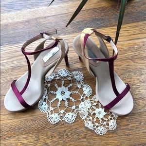 BCBG MAXAZRIA Wine/Nude T strap heel